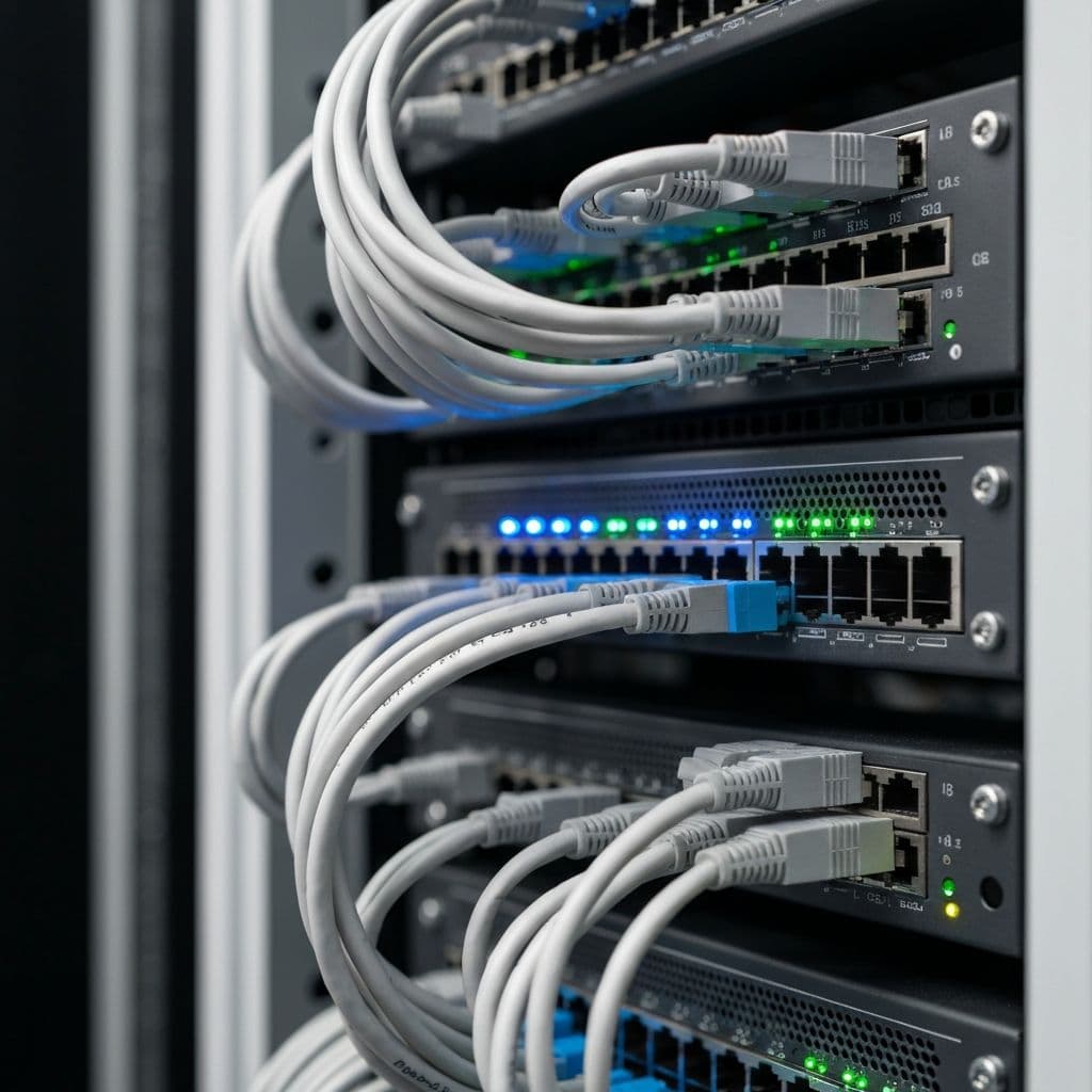 Network switch with CAT6 ethernet cables